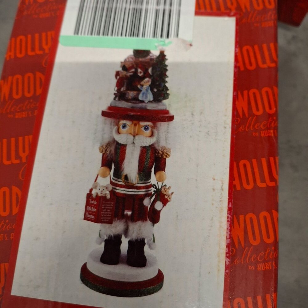 Kurt Adler Hollywood Nutcracker Santa Figurine  Glitter  Christmas Scene Topper